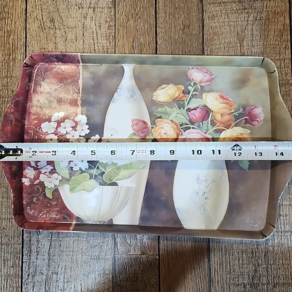Floral Decorative Serving Tray Fabrice de Villeneuve
